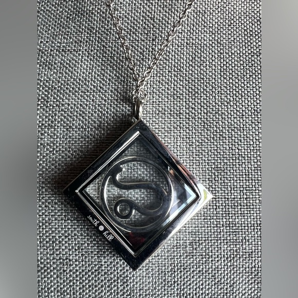 SOUTH HILL Square Black Floating Locket Necklace Charms Leo Zodiac Letter A Red - Picture 3 of 9